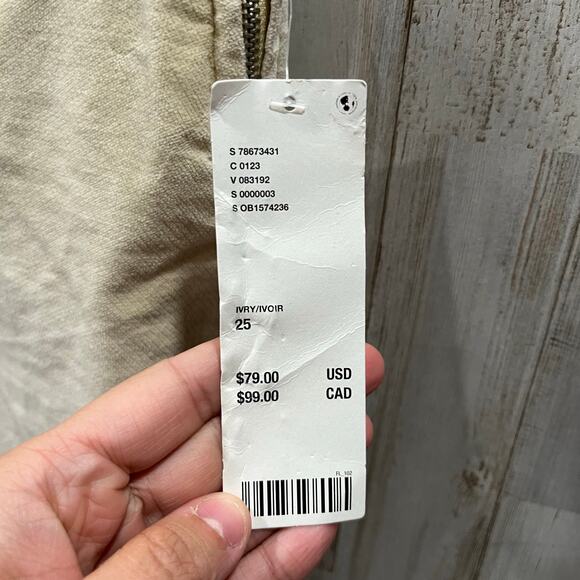 New Urban Outfitters Pants Women's Size 25 Flare Leg Ruched V-Front Pants Ivory - Picture 3 of 7